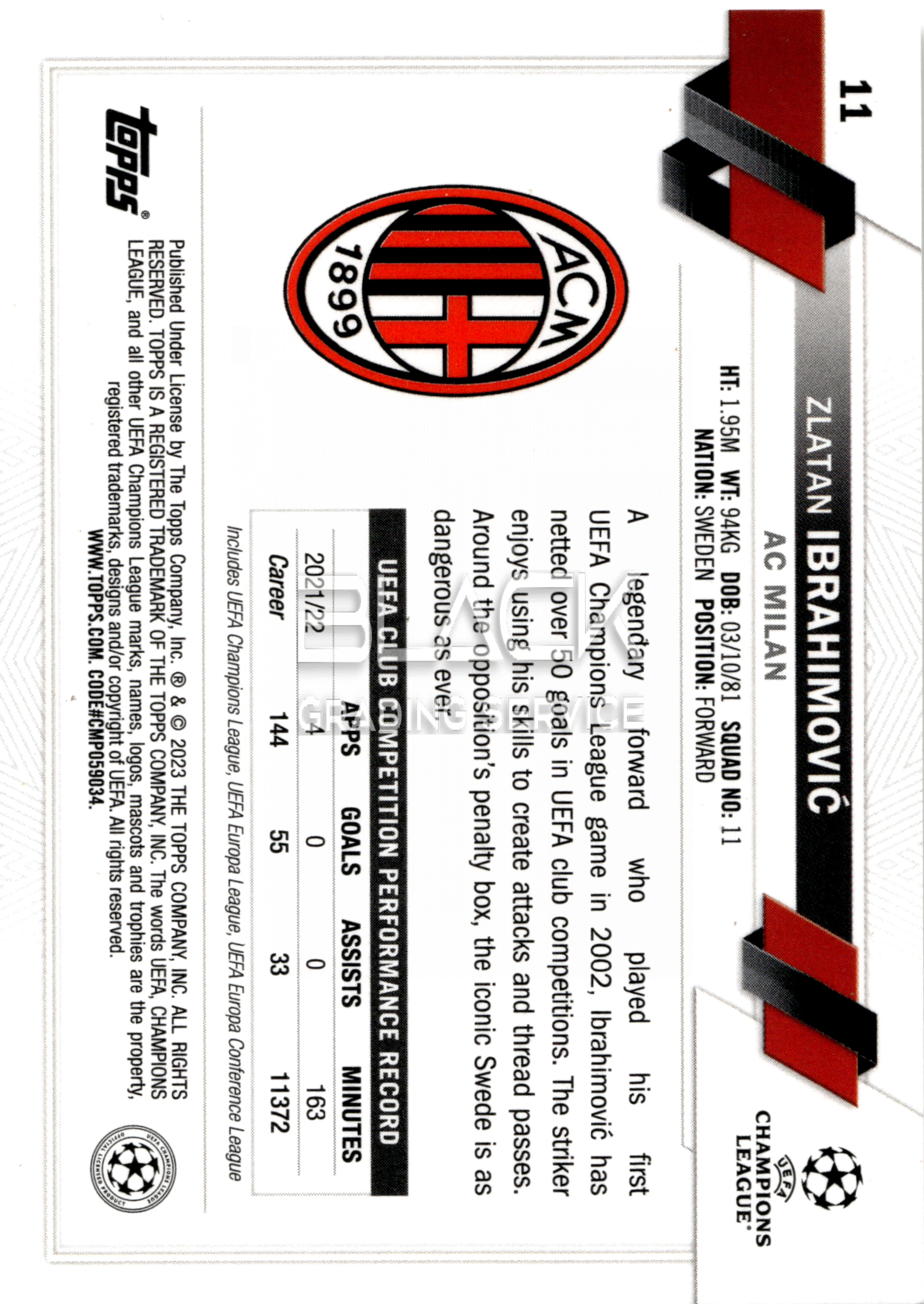 Back - Topps UCC Club Competitions Soccer