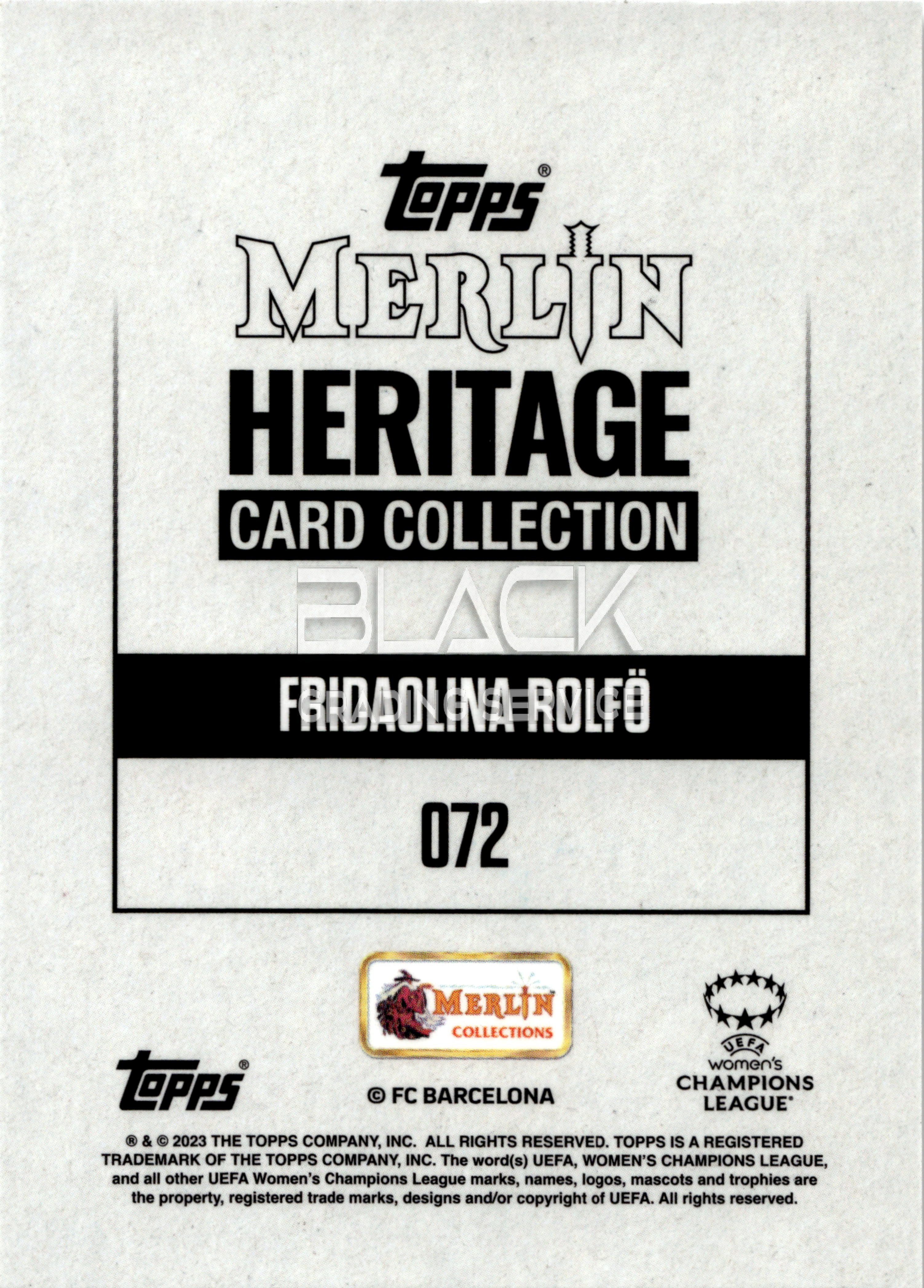 Back - Topps UCC Merlin Heritage