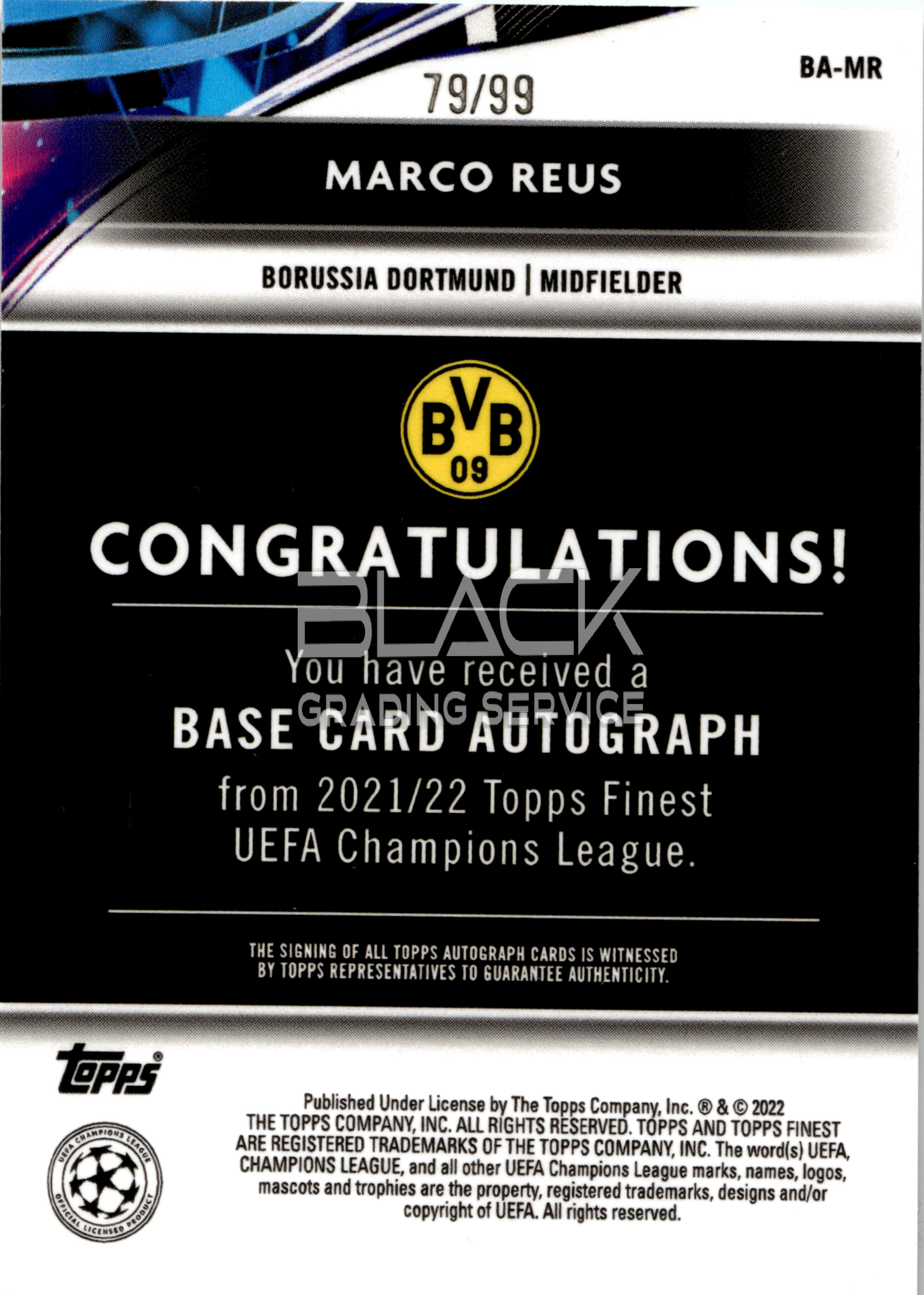 Back - Topps Finest UEFA Champions League