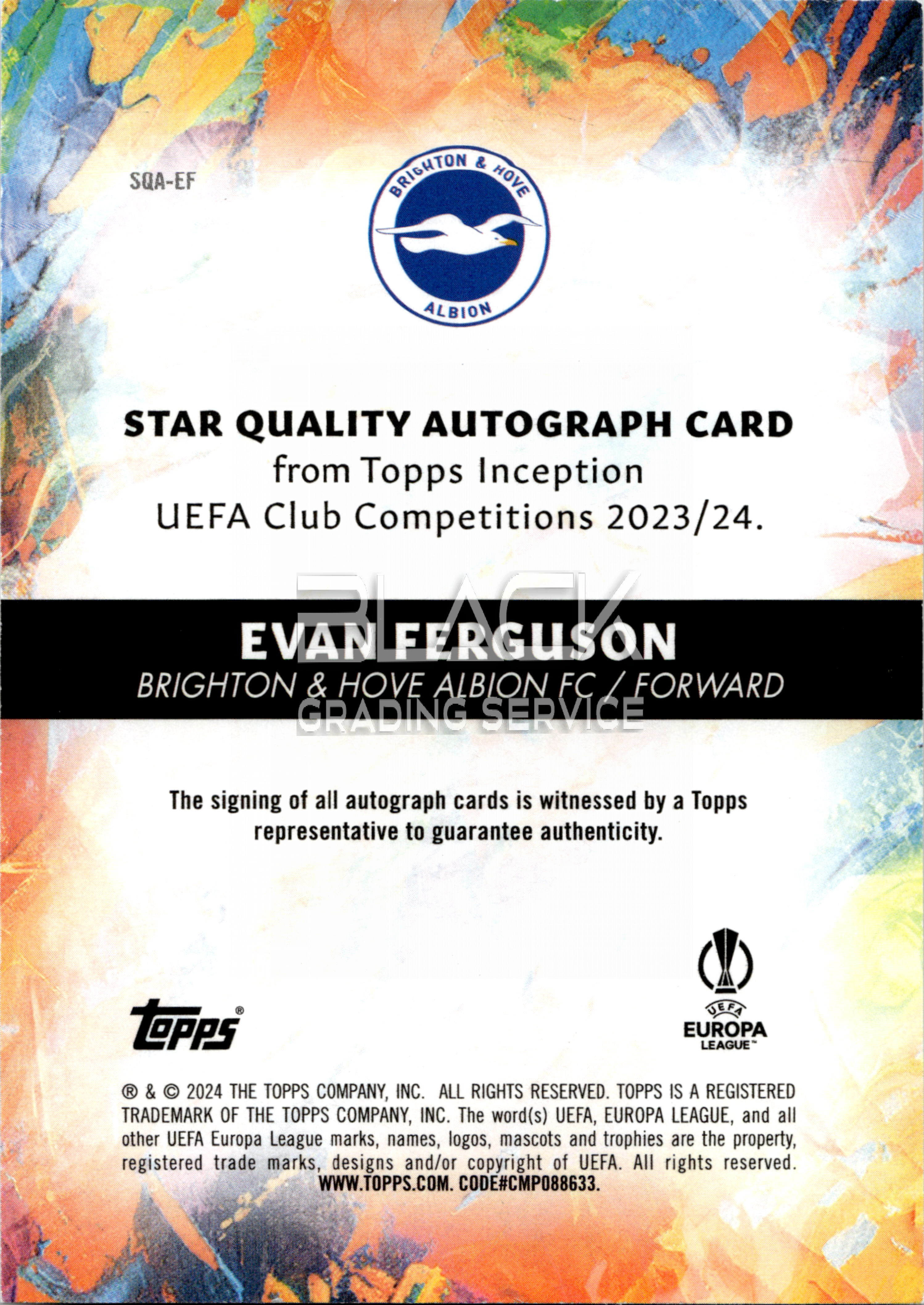 Back - Topps UCC INCEPTION