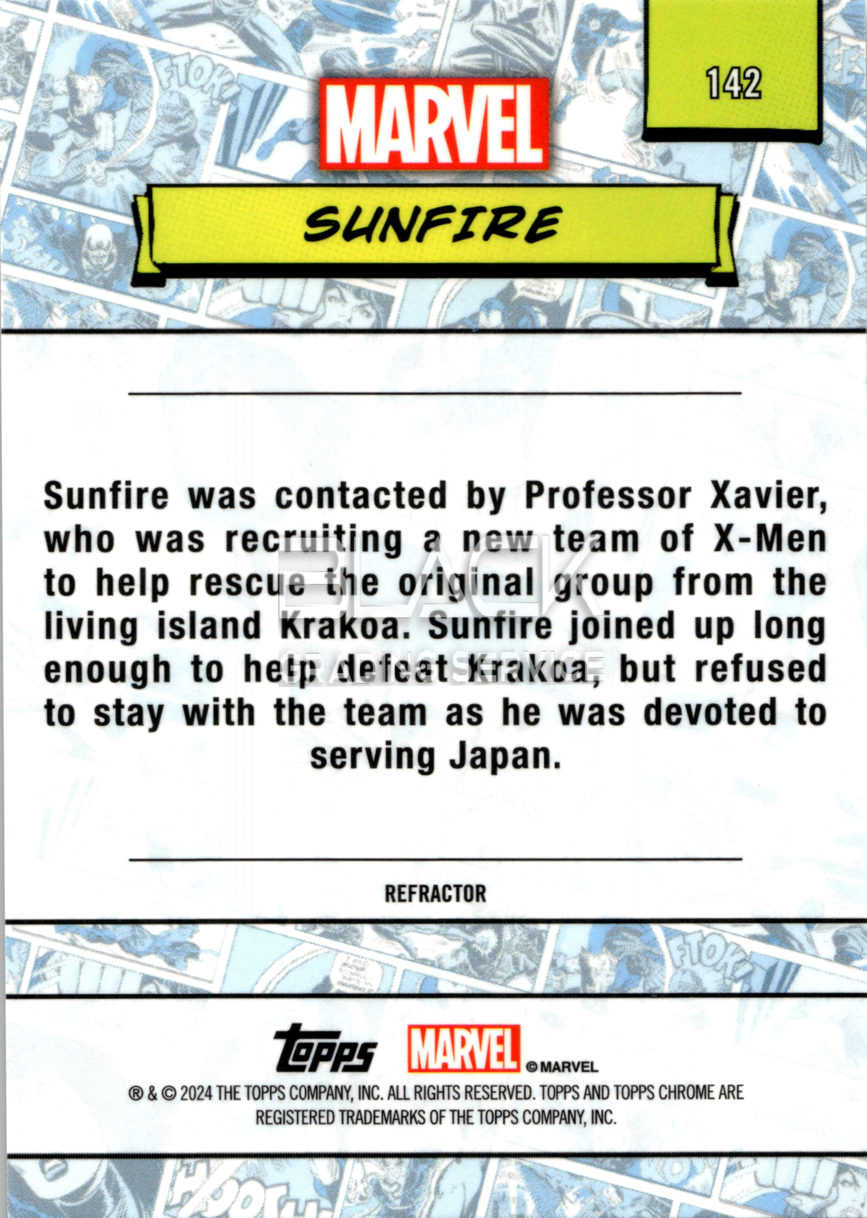 Back - Topps Chrome MARVEL