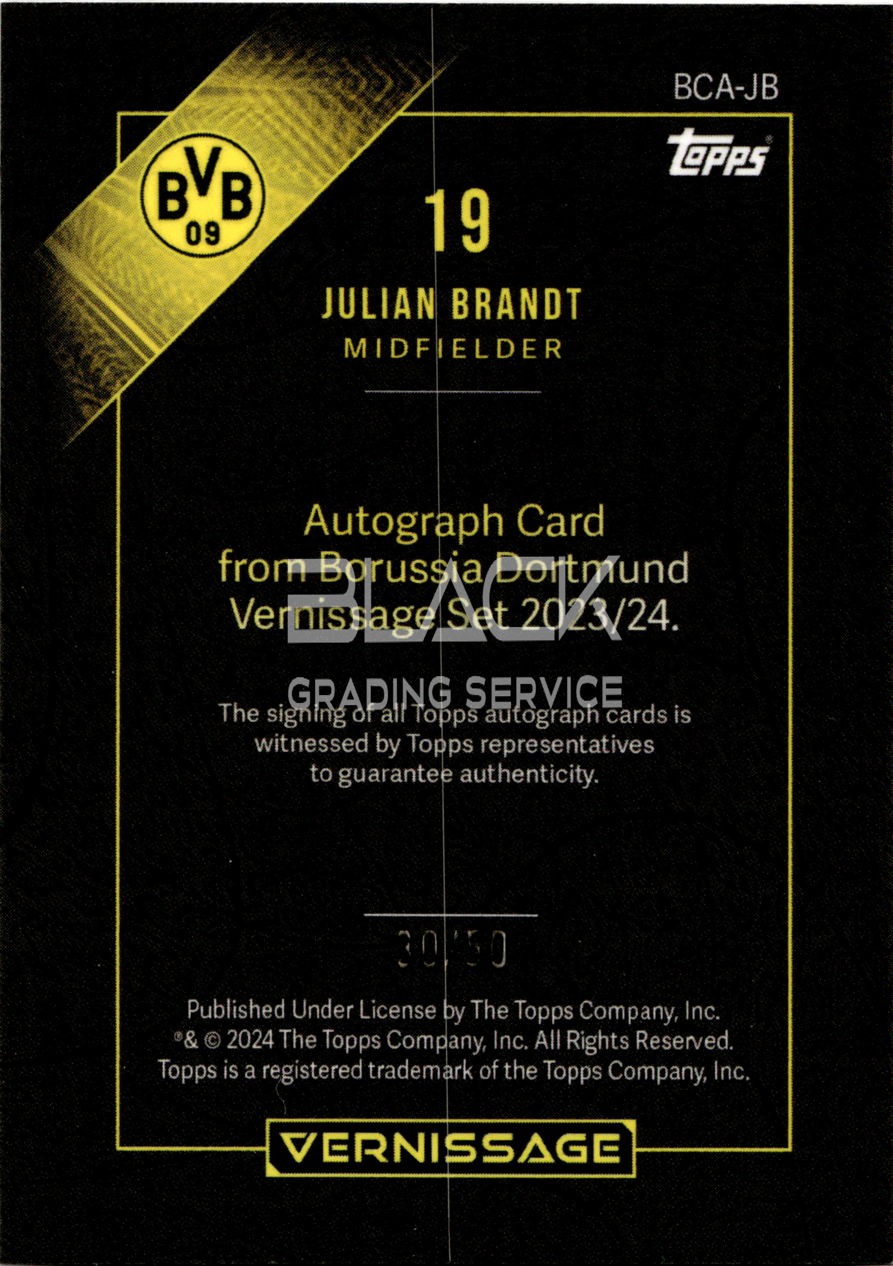Back - Topps BVB Vernissage