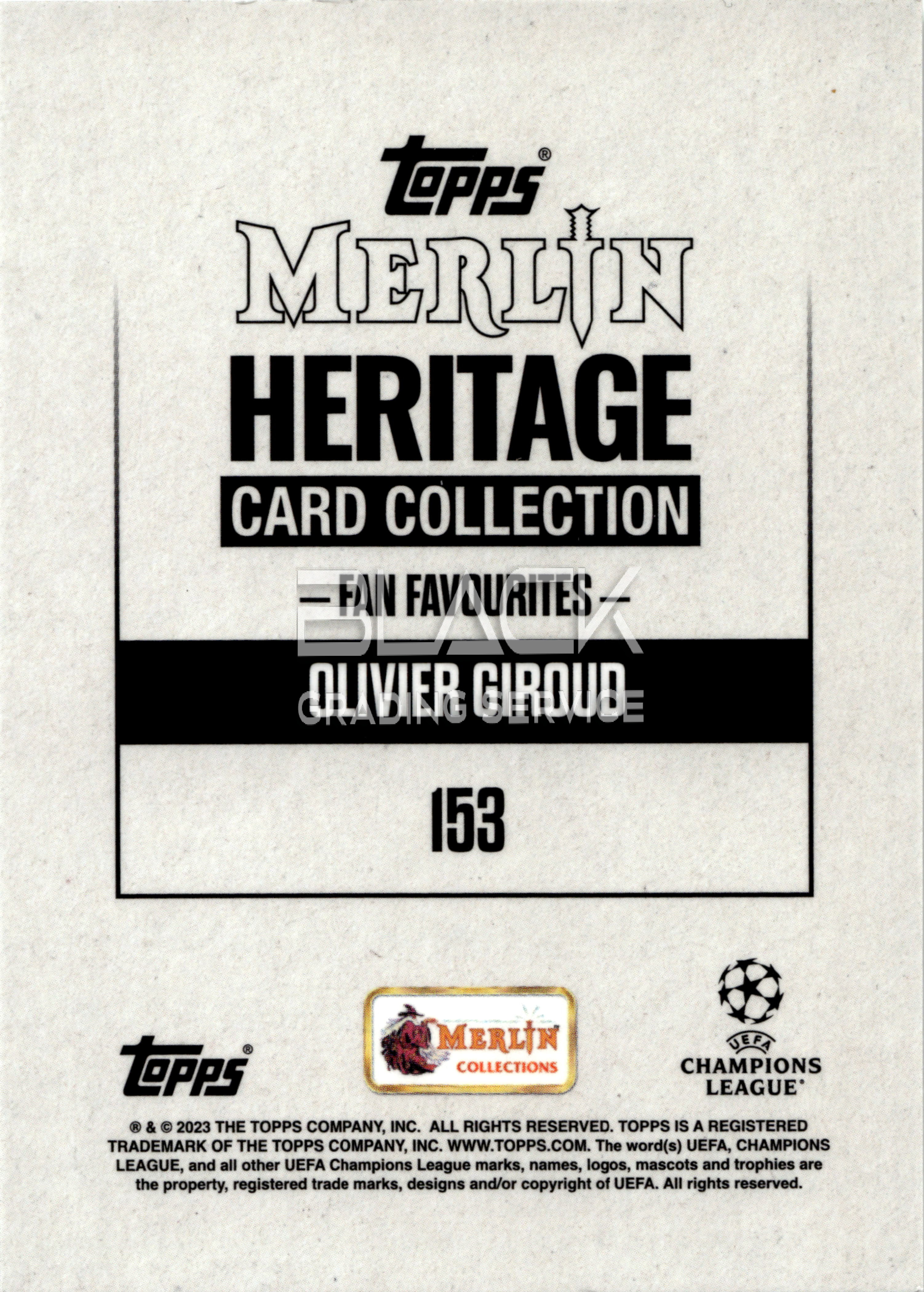 Back - Topps Merlin Heritage