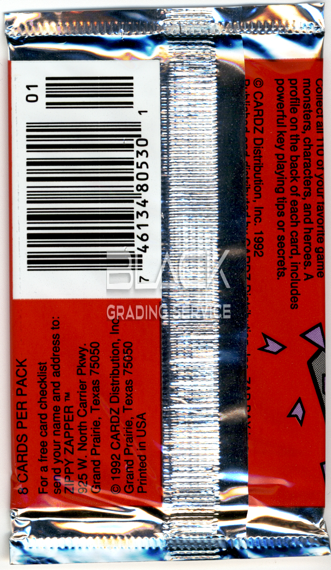 Back - Zap Pax Video Game Cards