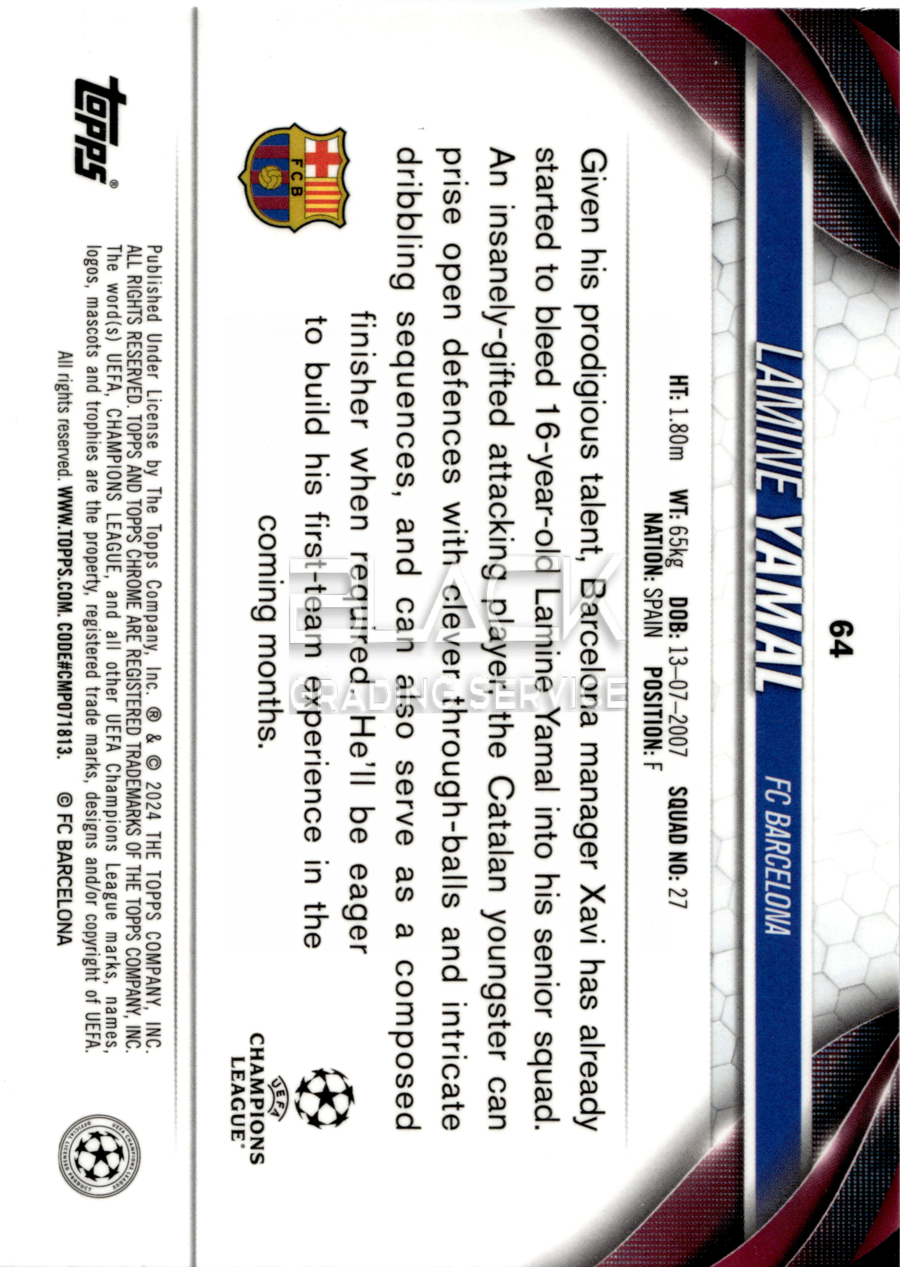 Back - Topps Chrome UCC