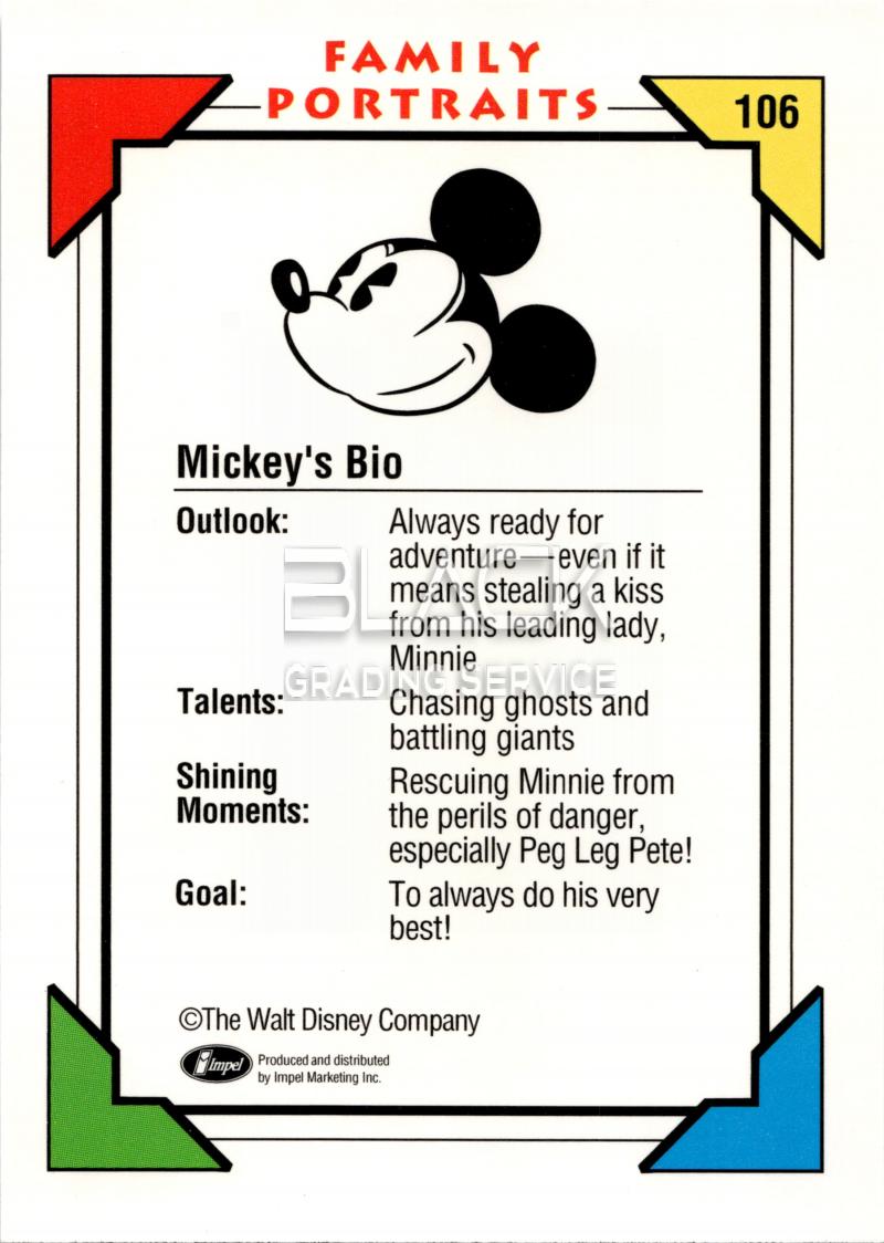 Back - Impel Disney Collector Cards