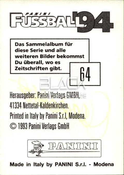 Back - Panini Fussball '94 