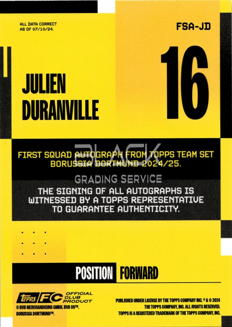 Back - Topps BVB Team Set