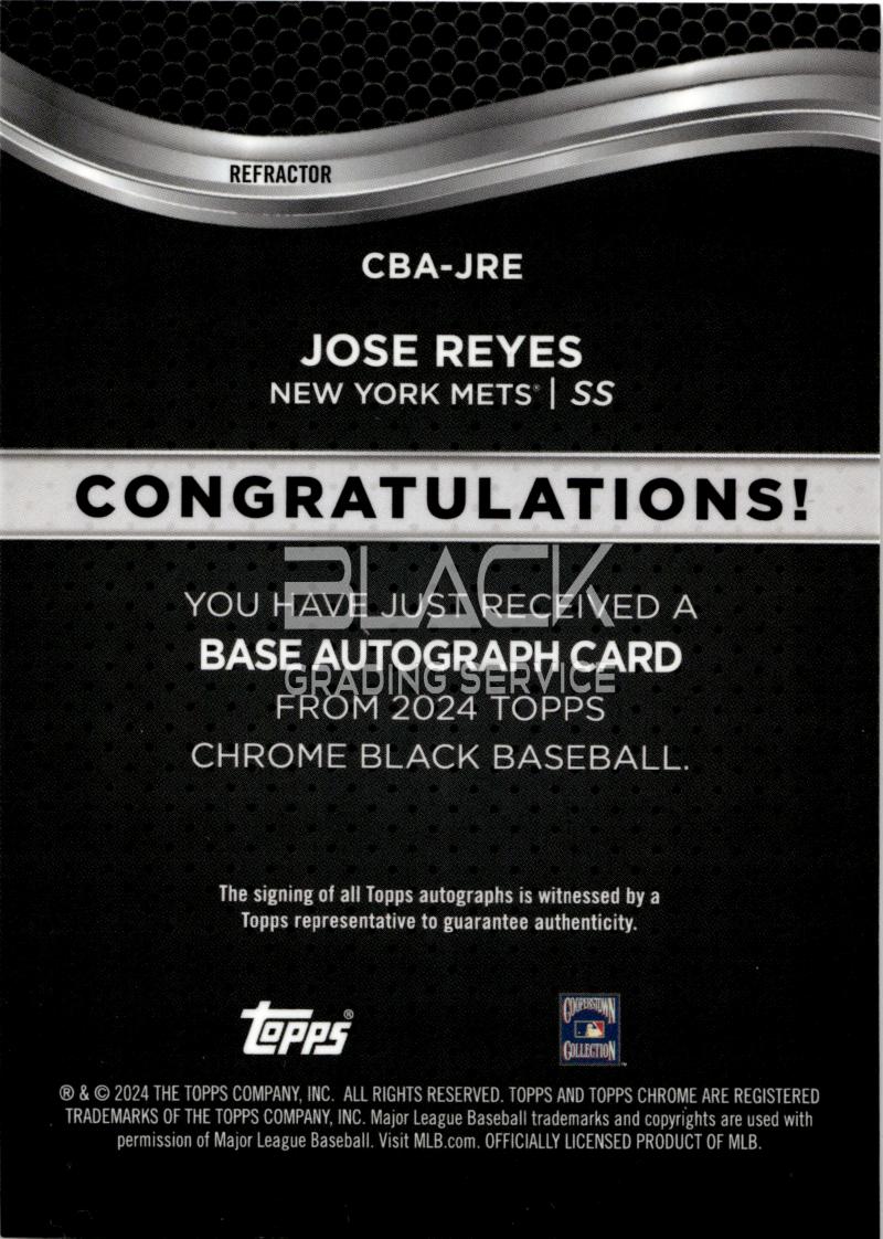 Back - Topps Chrome Black Baseball