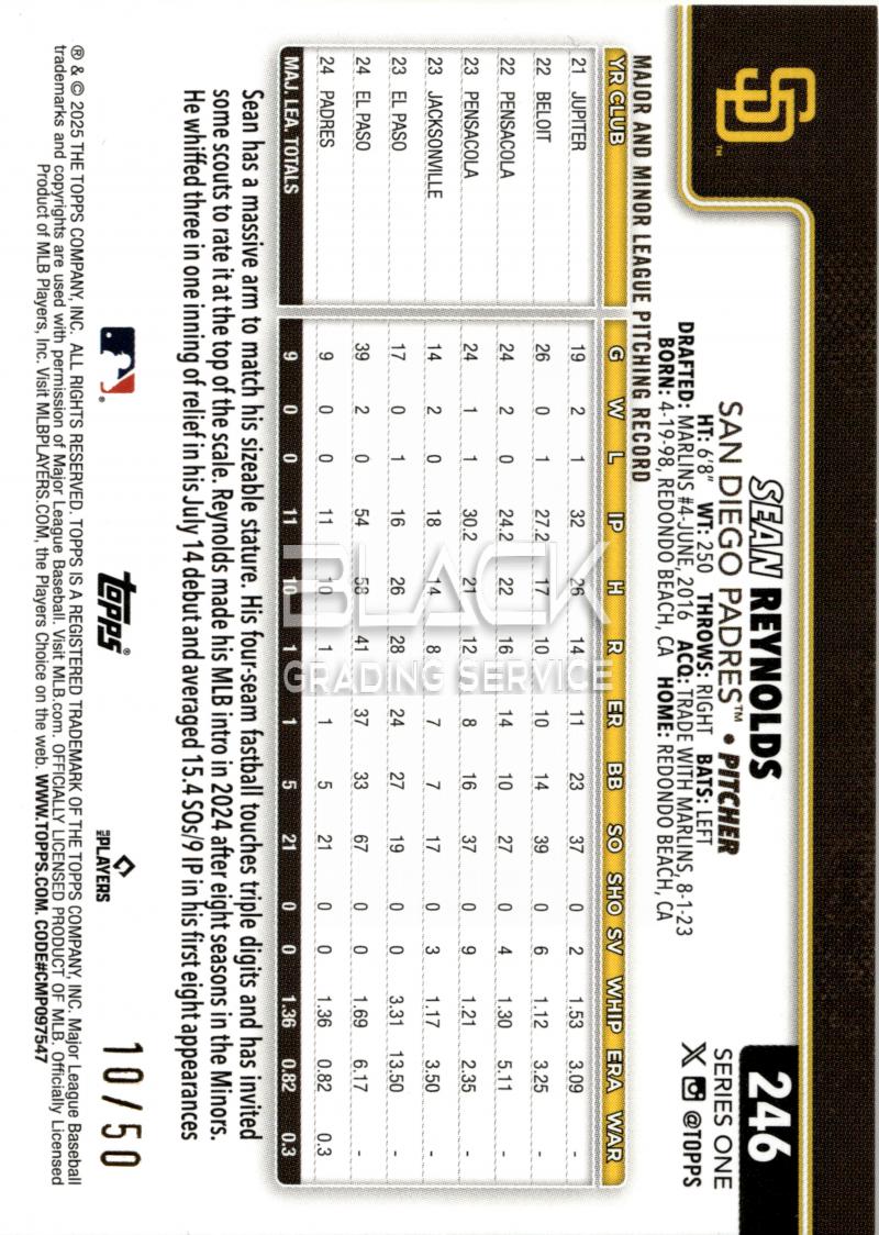 Back - Topps Series One Baseball