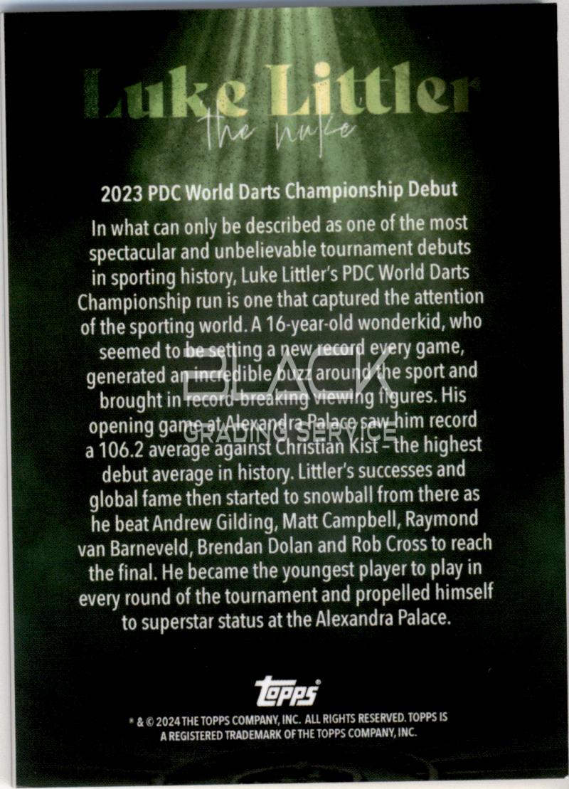 Back - Topps Luke Littler Rookie Season Darts Cards