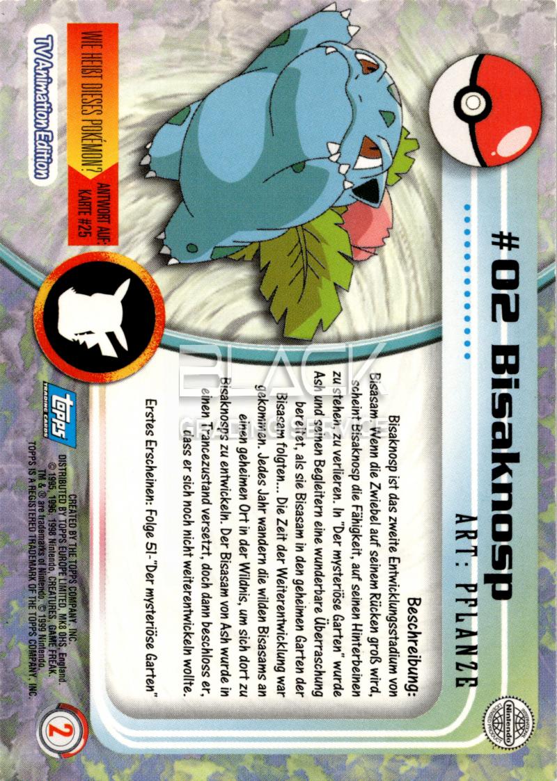 Back - Topps Pokemon GER TV Animation Edition