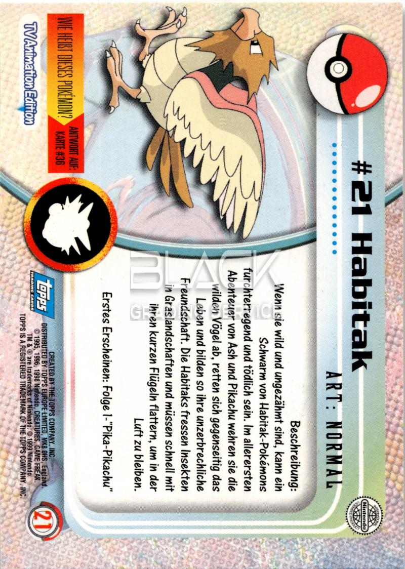 Back - Topps Pokemon GER TV Animation Edition