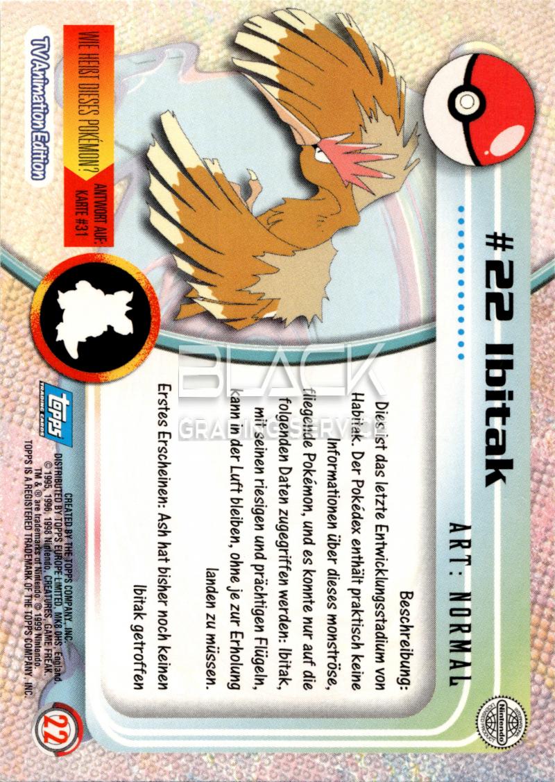 Back - Topps Pokemon GER TV Animation Edition