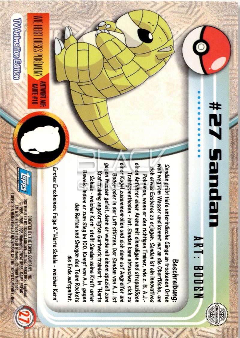 Back - Topps Pokemon GER TV Animation Edition