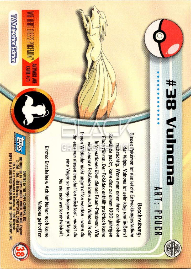 Back - Topps Pokemon GER TV Animation Edition