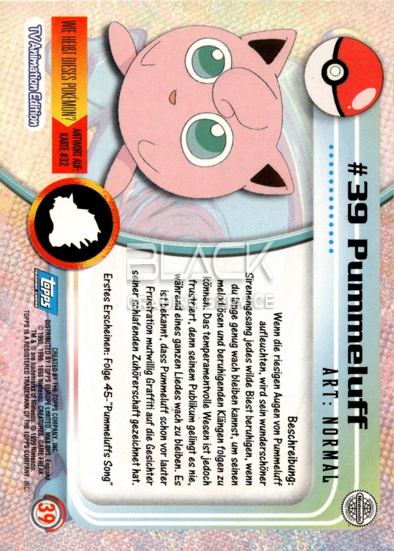 Back - Topps Pokemon GER TV Animation Edition