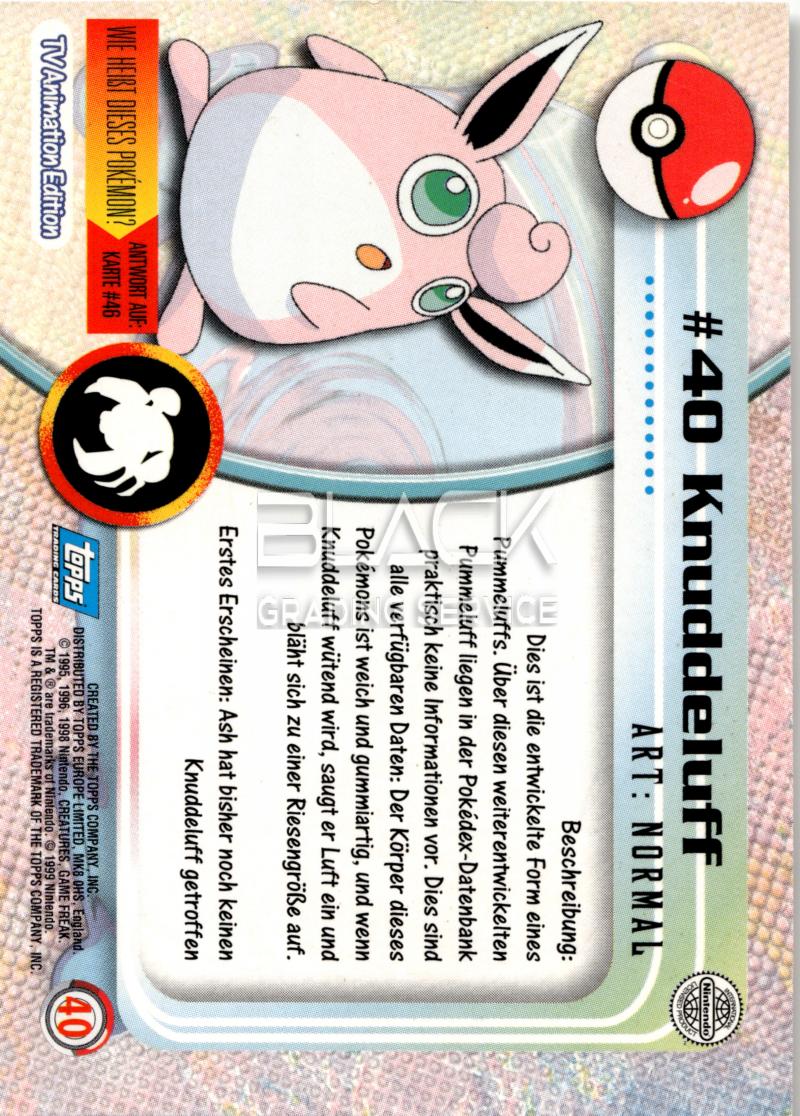 Back - Topps Pokemon GER TV Animation Edition