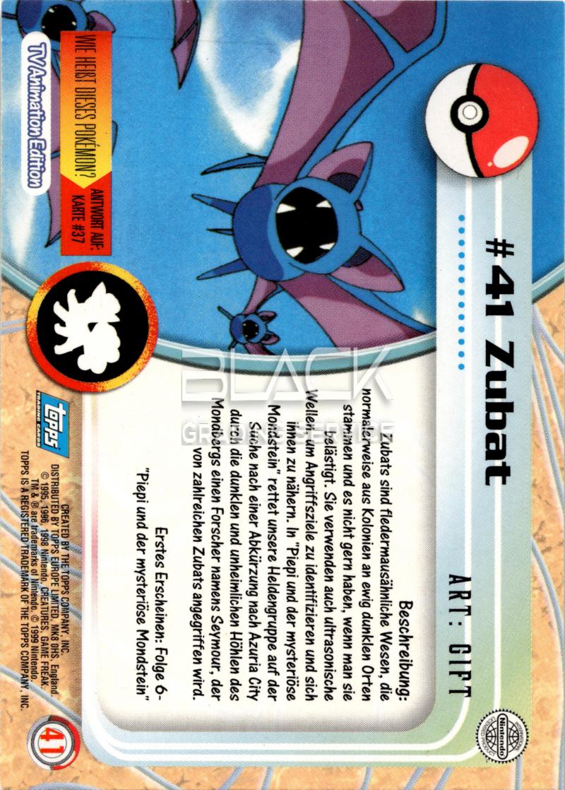 Back - Topps Pokemon GER TV Animation Edition