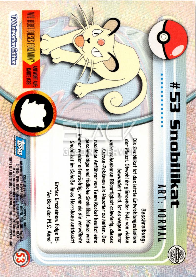 Back - Topps Pokemon GER TV Animation Edition