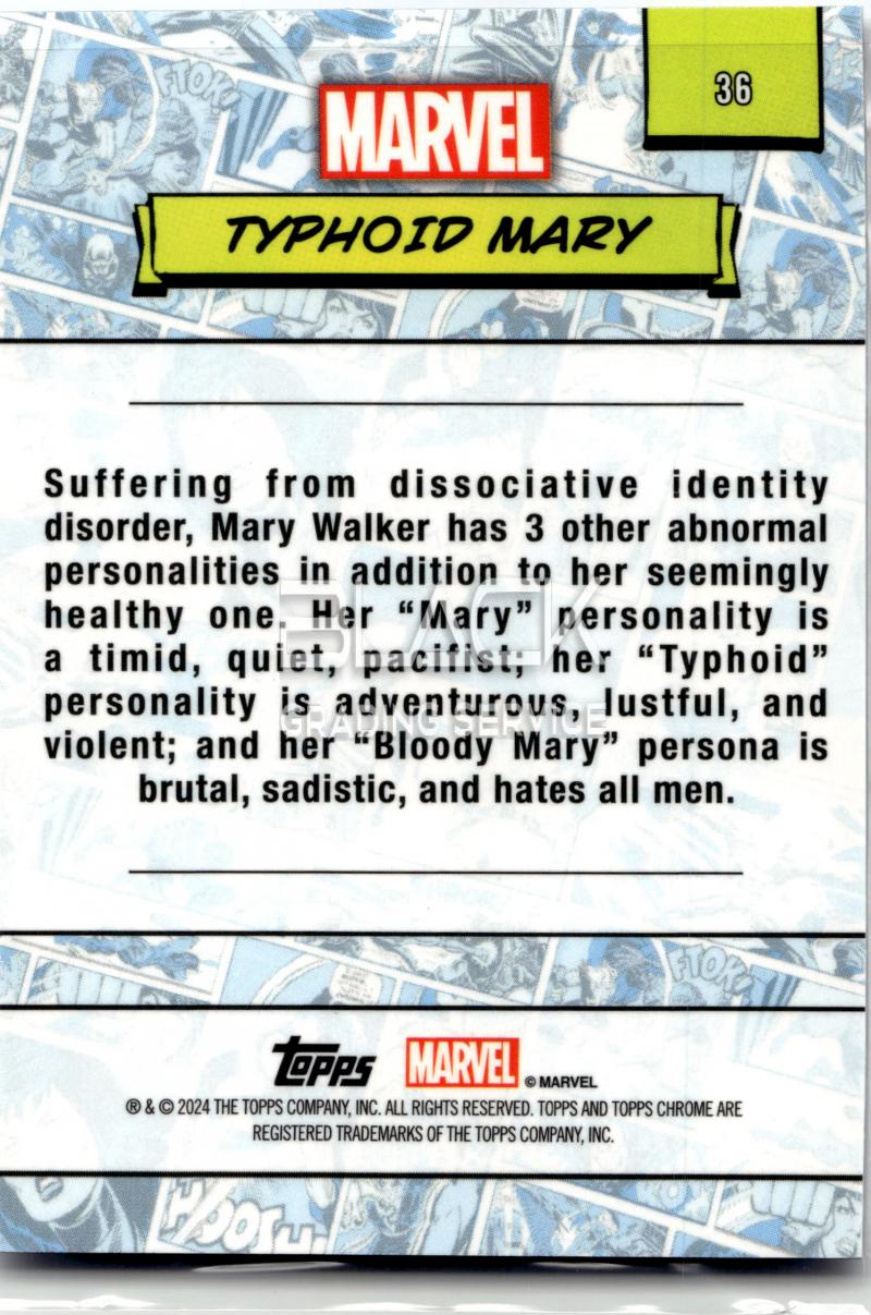 Back - Topps Chrome Marvel Saphire Edition