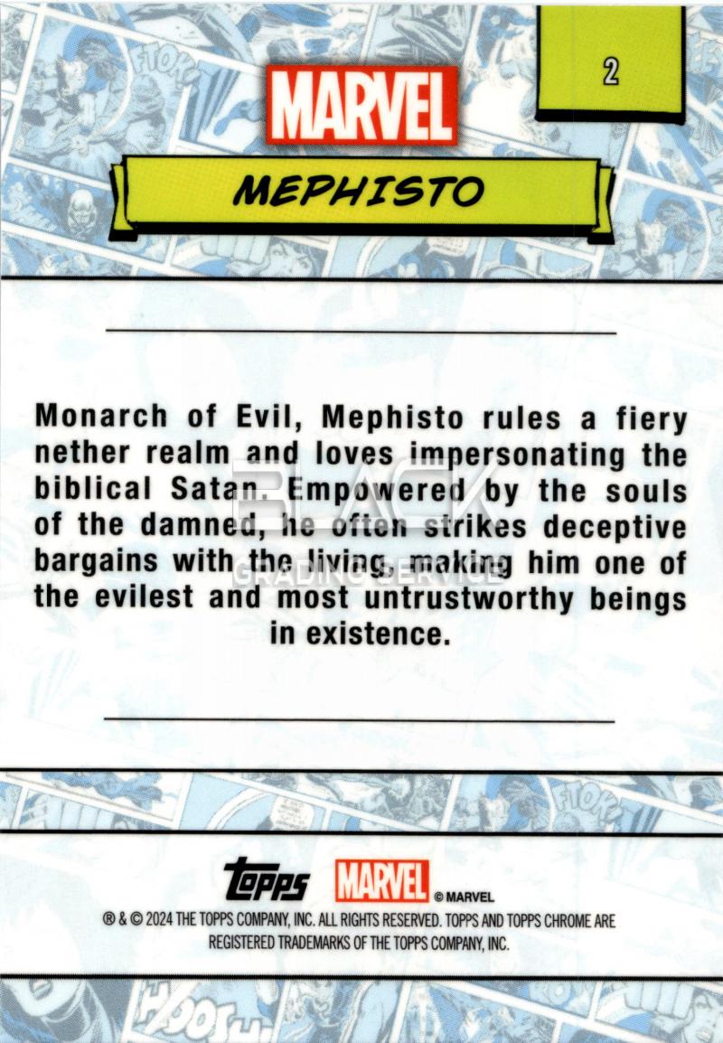 Back - Topps Chrome Marvel Saphire Edition