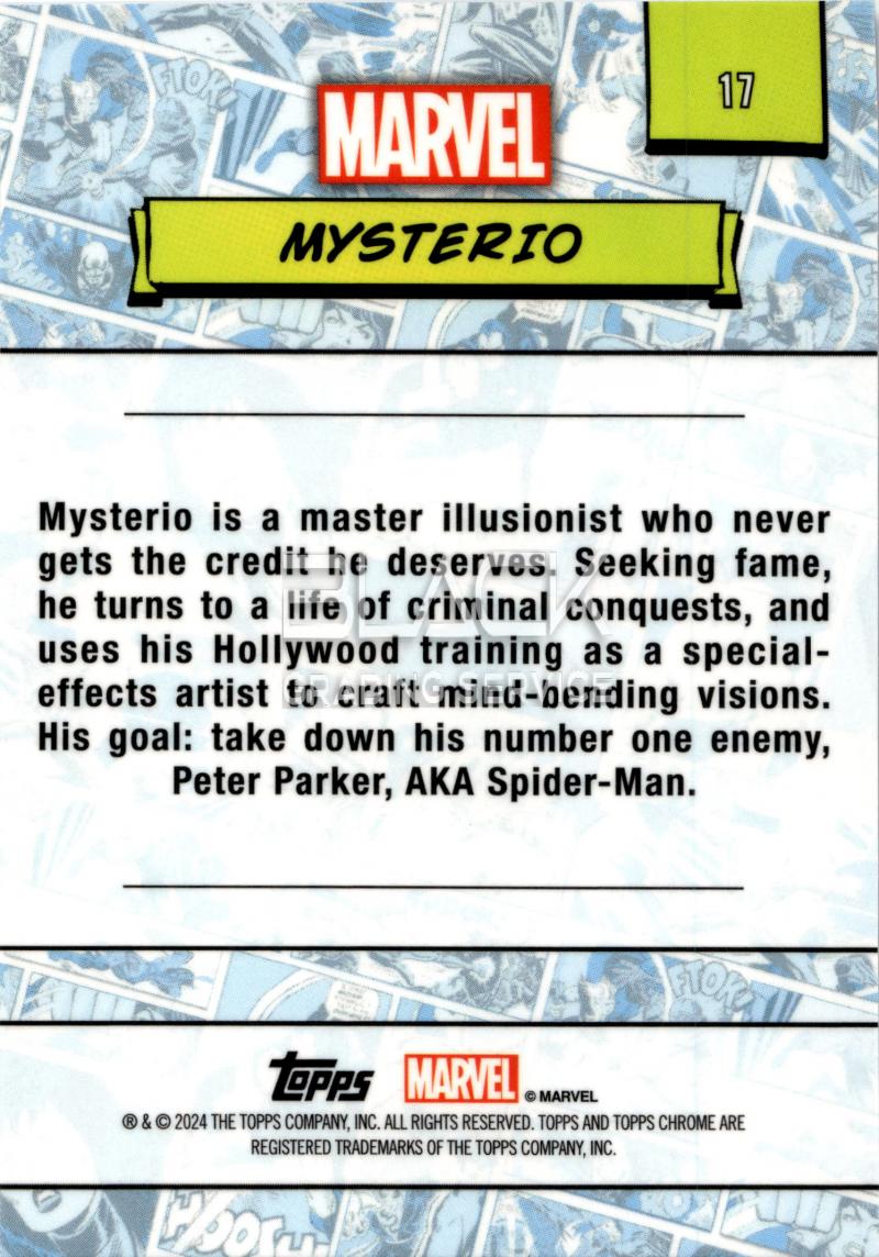 Back - Topps Chrome Marvel Saphire Edition