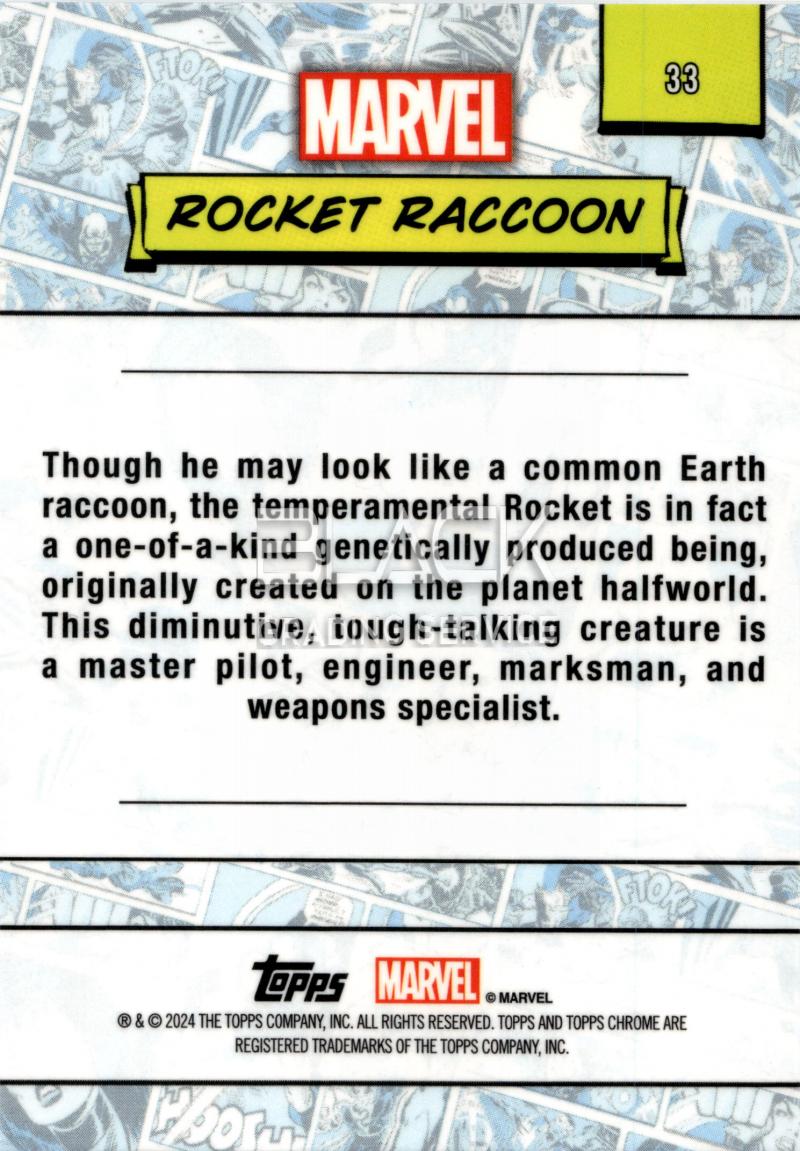 Back - Topps Chrome Marvel Saphire Edition