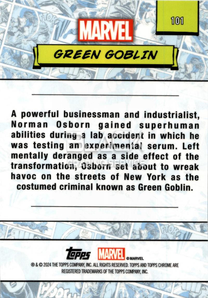 Back - Topps Chrome Marvel Saphire Edition