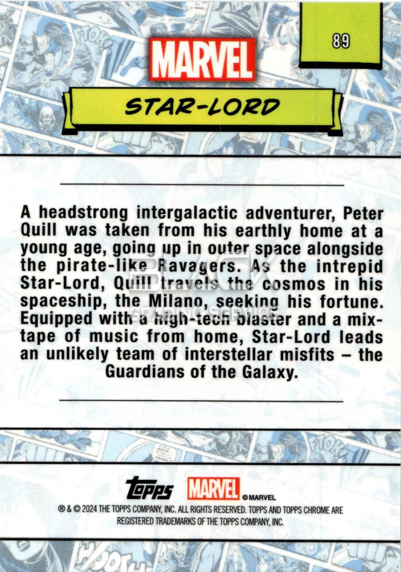 Back - Topps Chrome Marvel Saphire Edition