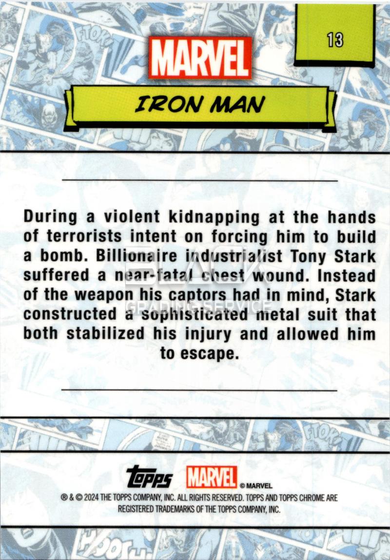 Back - Topps Chrome Marvel Saphire Edition