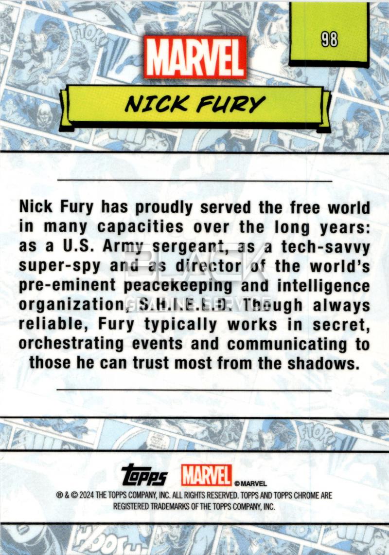 Back - Topps Chrome Marvel Saphire Edition