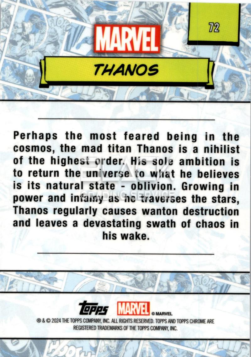 Back - Topps Chrome Marvel Saphire Edition