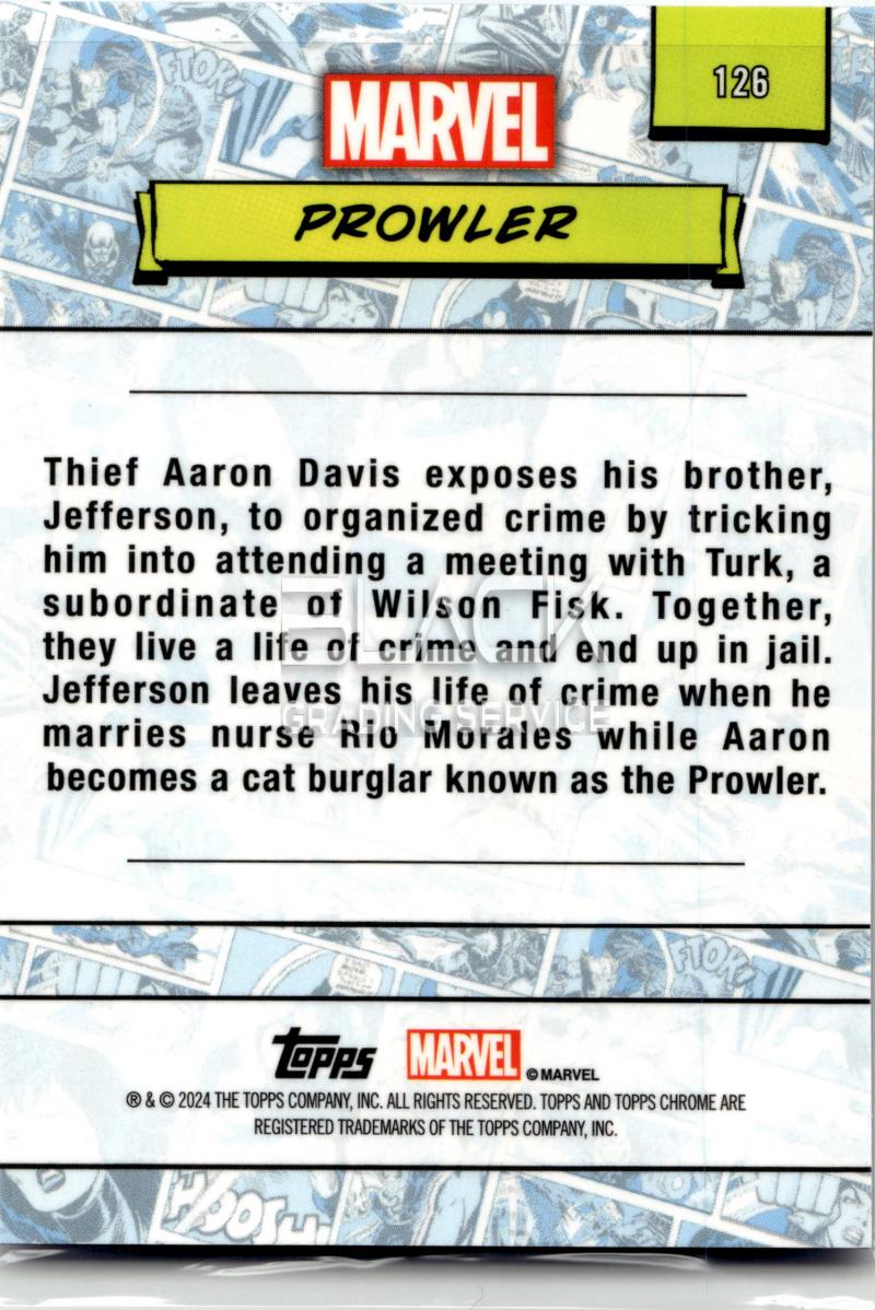 Back - Topps Chrome Marvel Saphire Edition