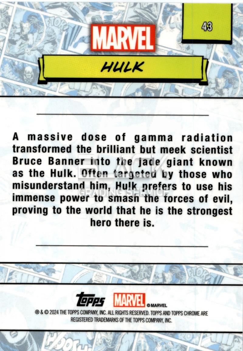 Back - Topps Chrome Marvel Saphire Edition