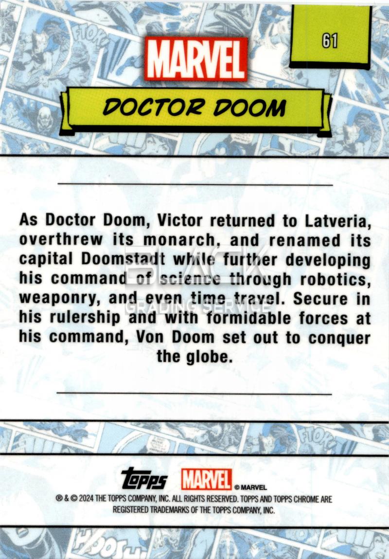 Back - Topps Chrome Marvel Saphire Edition