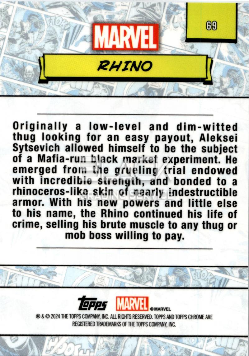 Back - Topps Chrome Marvel Saphire Edition