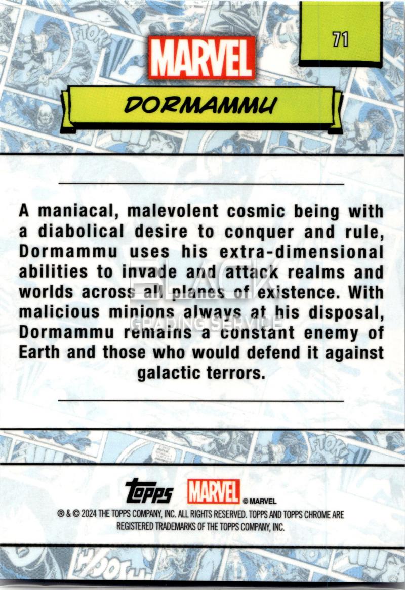 Back - Topps Chrome Marvel Saphire Edition