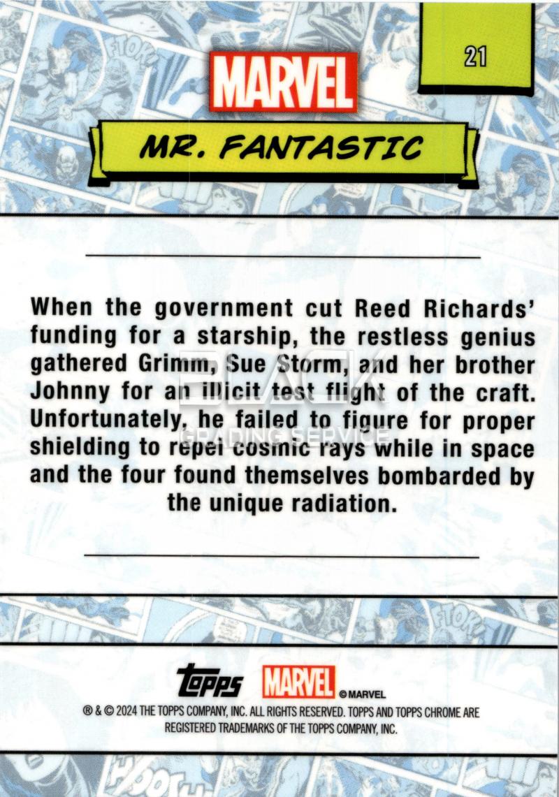 Back - Topps Chrome Marvel Saphire Edition