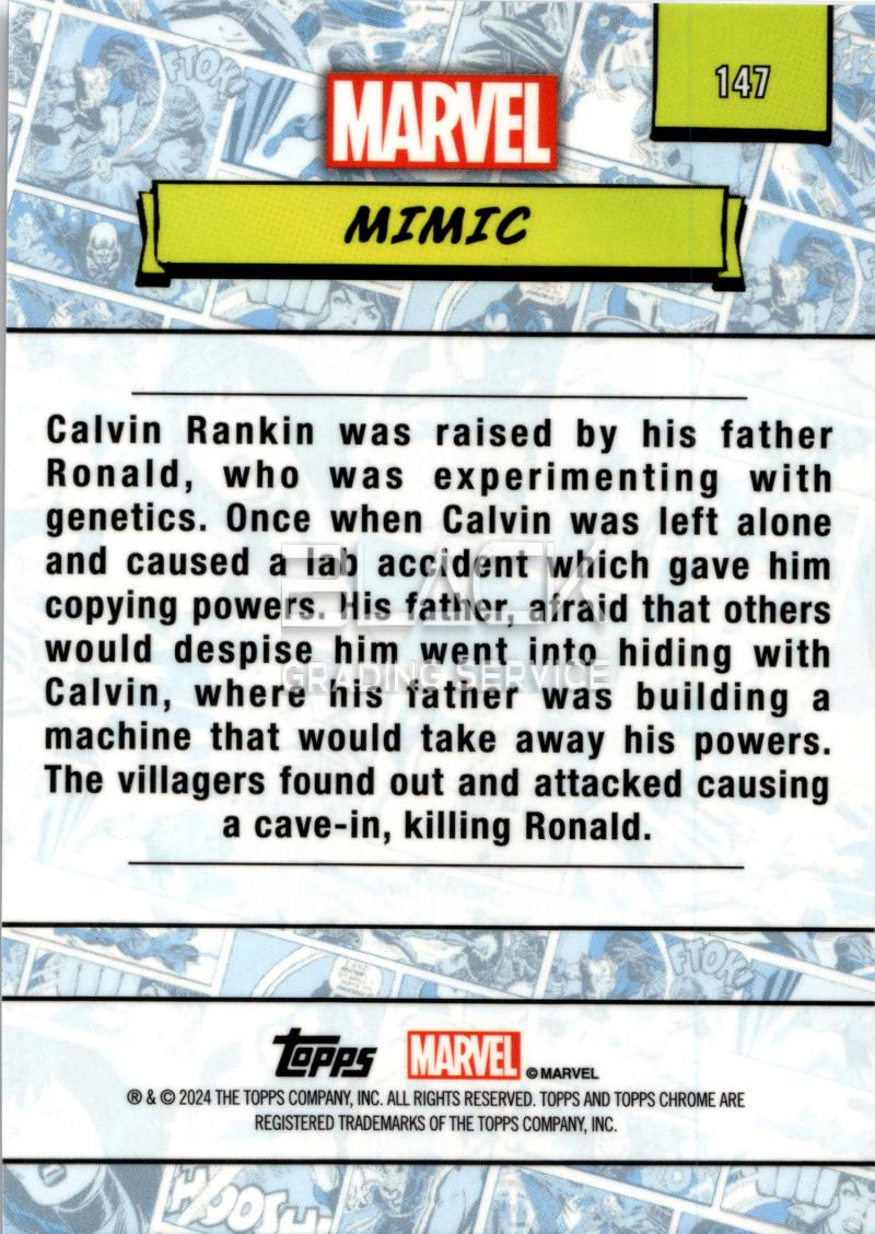 Back - Topps Chrome Marvel Saphire Edition