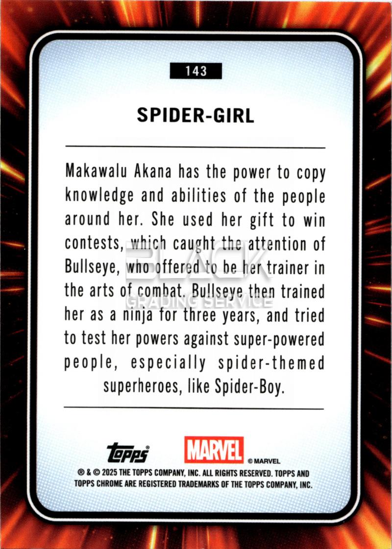 Back - Topps Chrome MARVEL