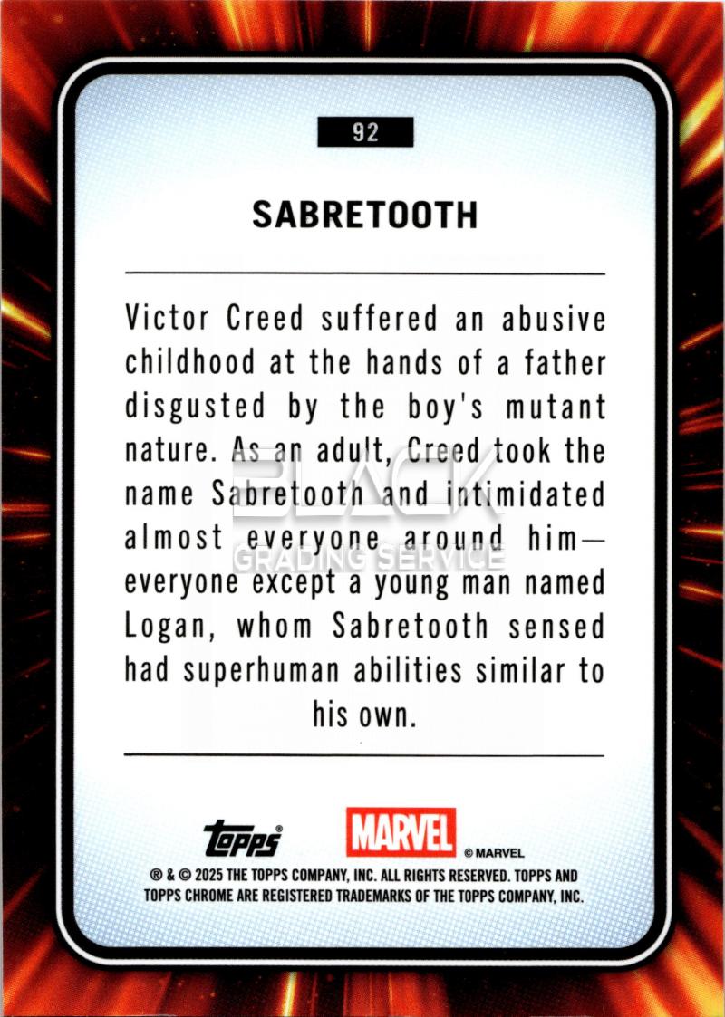 Back - Topps Chrome MARVEL