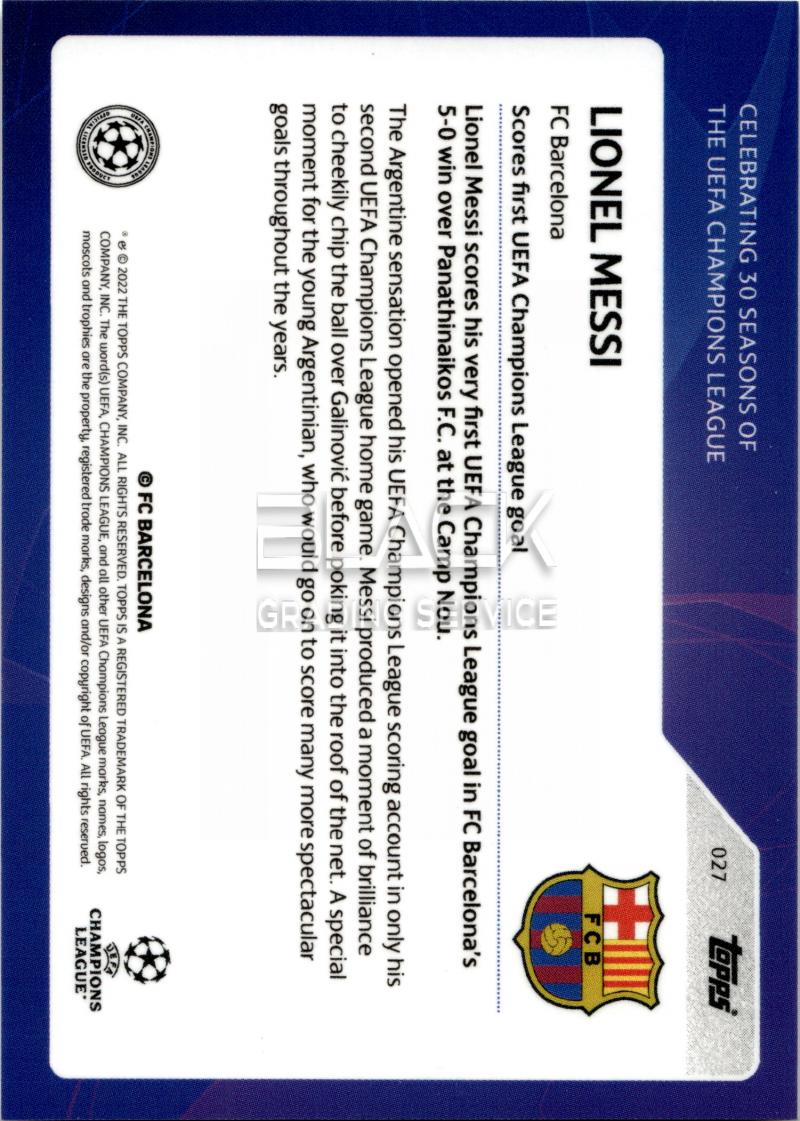 Back - Topps UCL 30 Seasons Celebration