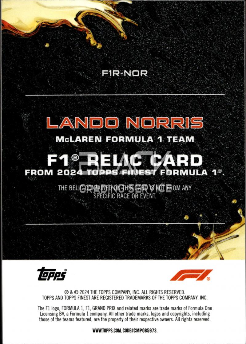 Back - Topps Finest Formula 1 Racing