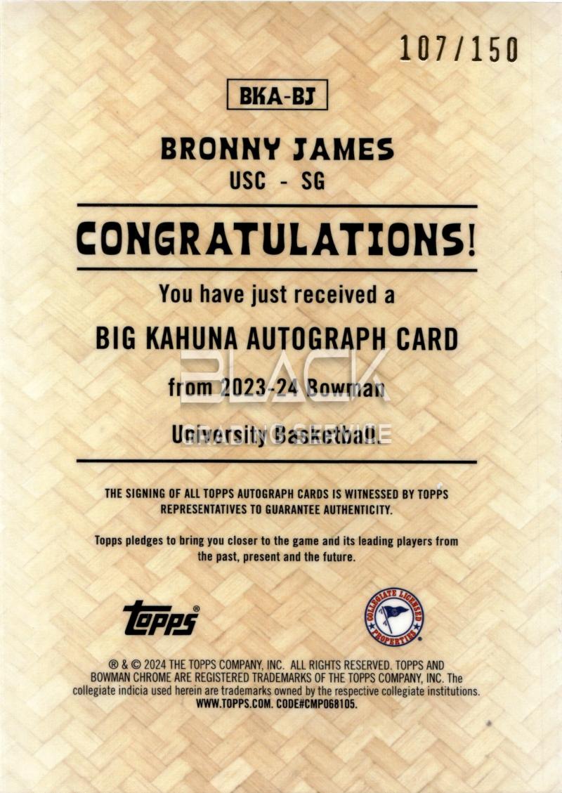 Back - Topps Chrome Bowman University
