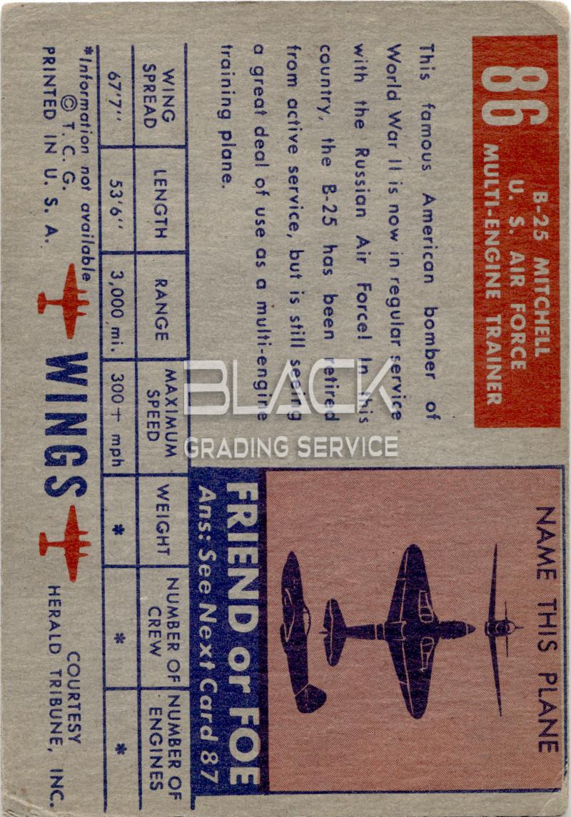 Back - Topps Wings U. S. Air Force Multi-Engine Trainer