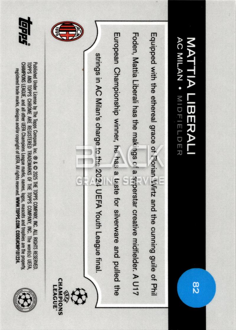 Back - Topps Chrome UEFA Club competition