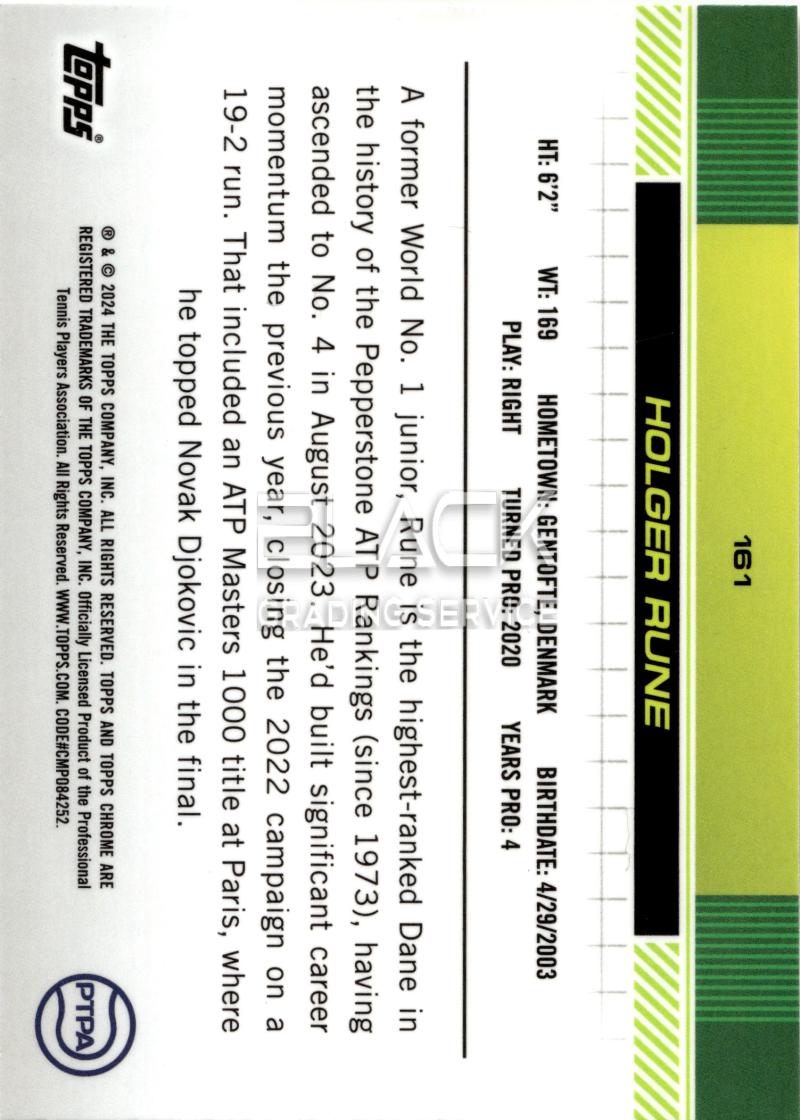 Back - Topps Chrome Tennis