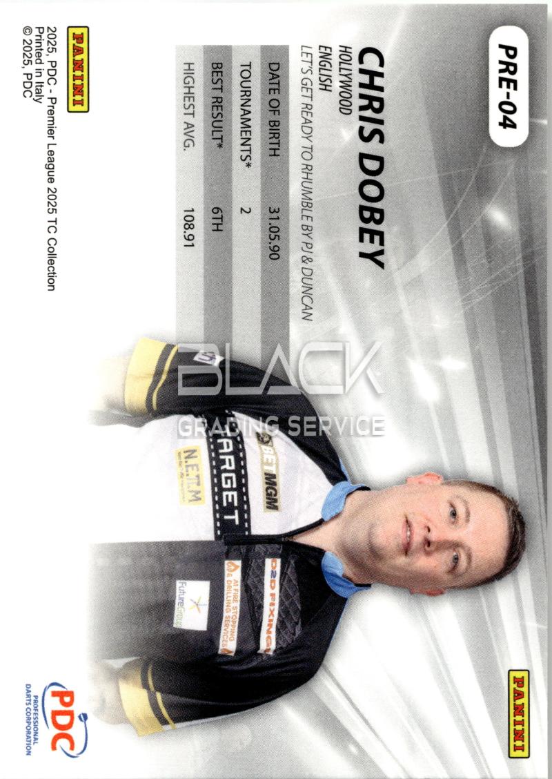 Back - Panini Premier League Darts