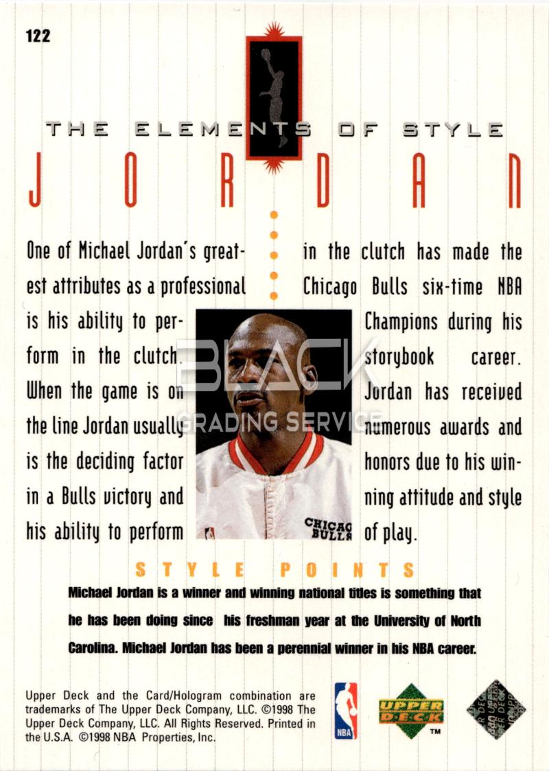 Back - Upper Deck MJ Living Legend-The Elements of Style
